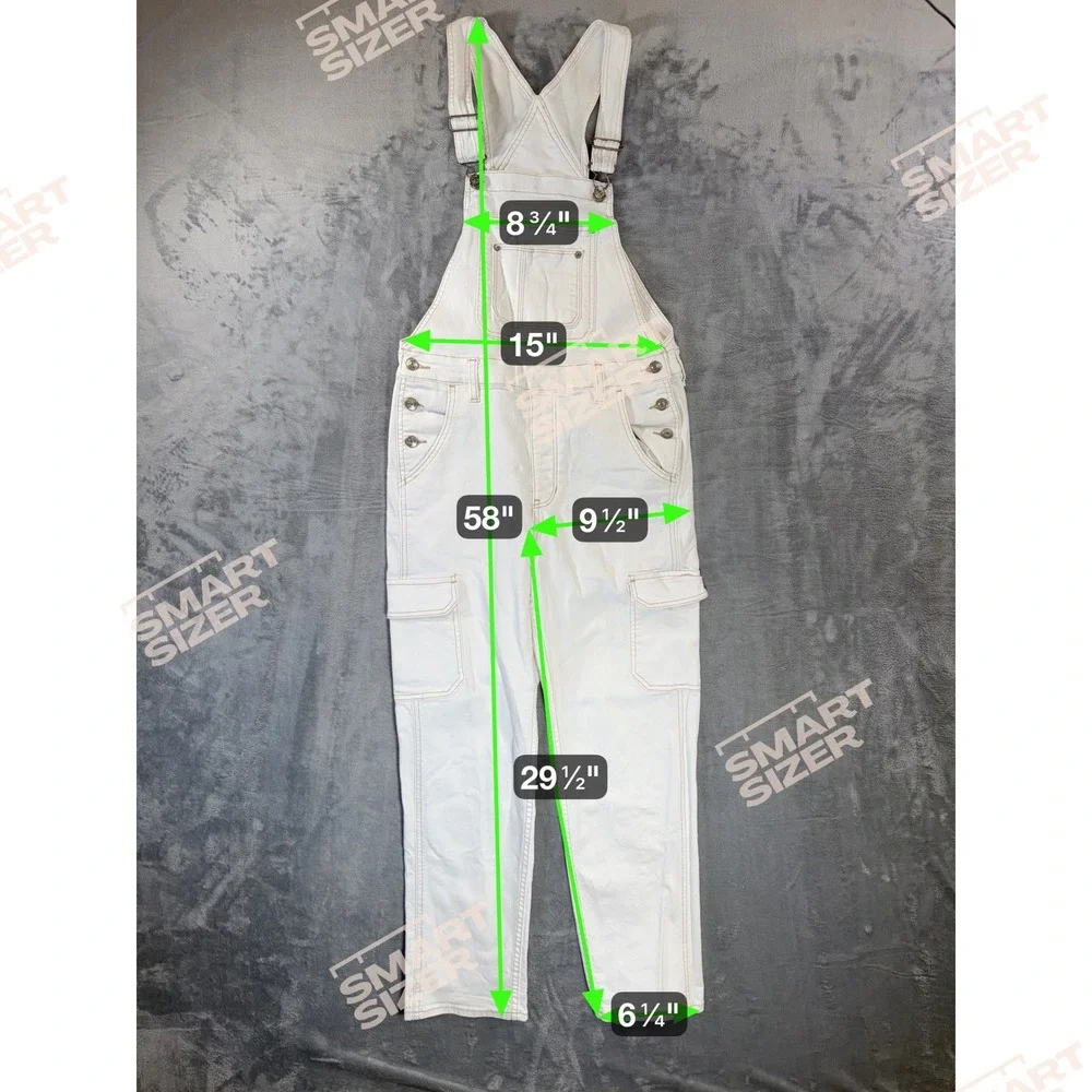 American Eagle 90s Boyfriend Denim Overalls Women's Size S White Stretch - Picture 9 of 10